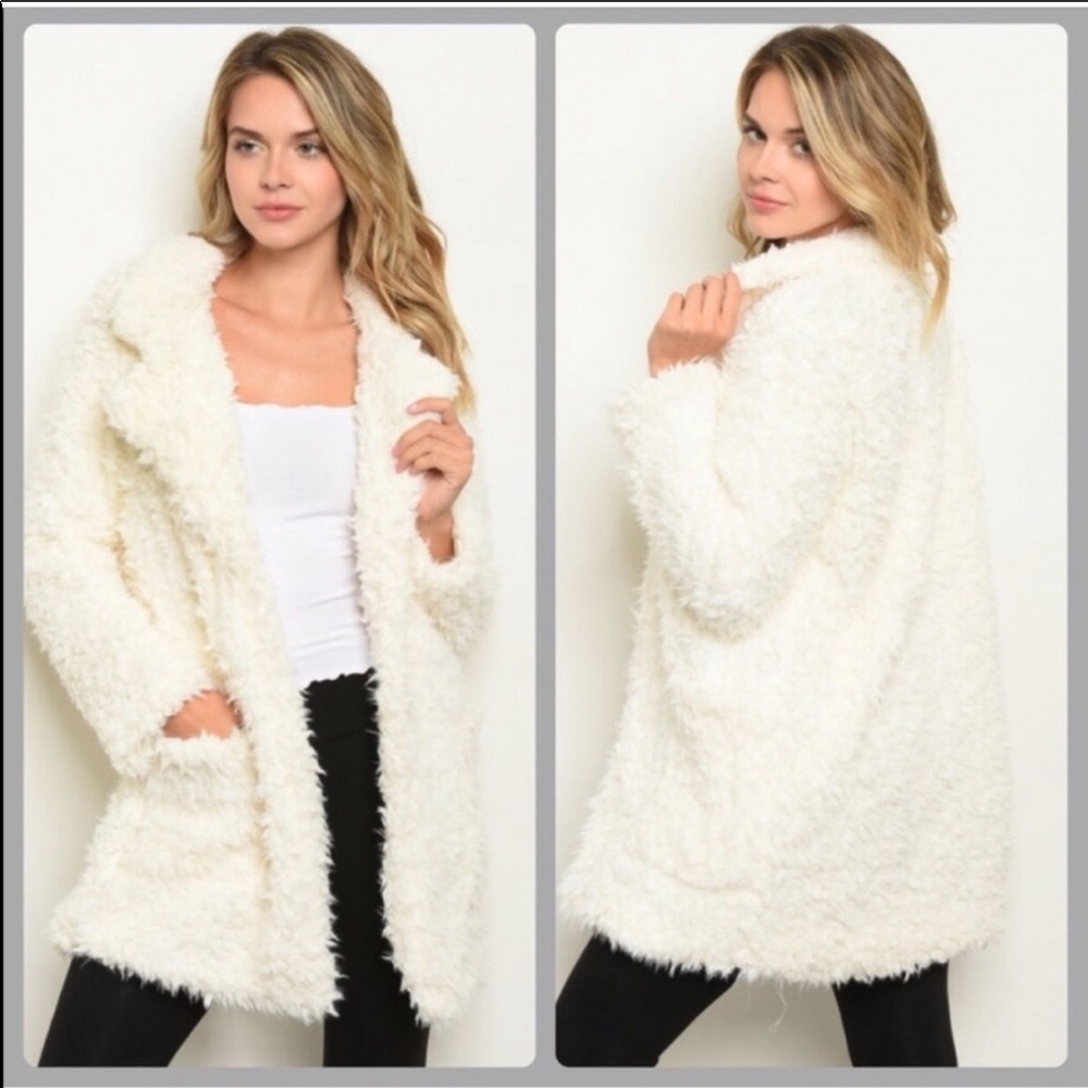 NWT! White Sherpa faux fur jacket